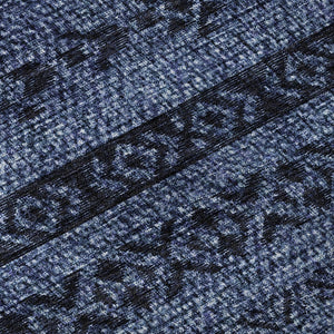 HomeRoots 8' Navy Blue and Gray Southwestern Washable Area Rug with UV Protection, Stain Resistant Design 665907