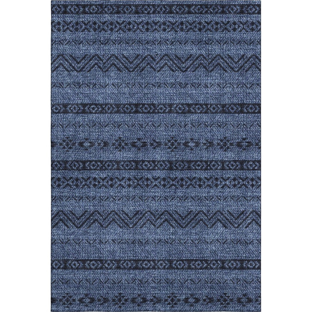 HomeRoots 9' X 12' Navy Blue & Gray Southwestern Area Rug – Washable, Stain-Resistant, UV Protection & Stylish! 665908