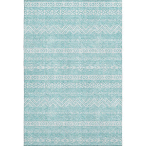HomeRoots 5' X 8' Stylish Teal & Ivory Southwestern Area Rug - Washable, UV-Protected, Durable & Stain-Resistant! 665917