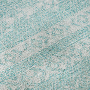 HomeRoots 5' X 8' Stylish Teal & Ivory Southwestern Area Rug - Washable, UV-Protected, Durable & Stain-Resistant! 665917