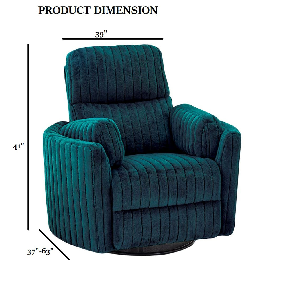 English Elm Power Power Glider Recliner with Swivel, Smooth Glide Motion, Power Recline Button, Plush Pillow Seat, Vibrant Upholstery Accents for Modern Living Room Teal 39 L x 32 W x 26 H B2741P391177