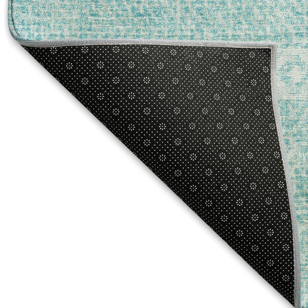 HomeRoots 8' X 10' Teal & Ivory Southwestern Washable Area Rug - UV Protected, Soft, Stain-Resistant Design! 665919