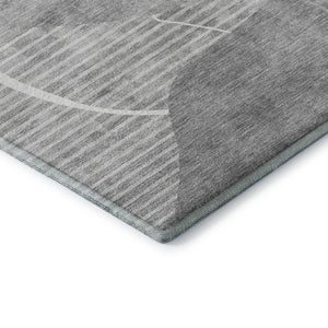 HomeRoots 9' X 12' Gray and Silver Abstract Geometric Rug - Washable, Durable, UV-Protected for Modern Homes 665956