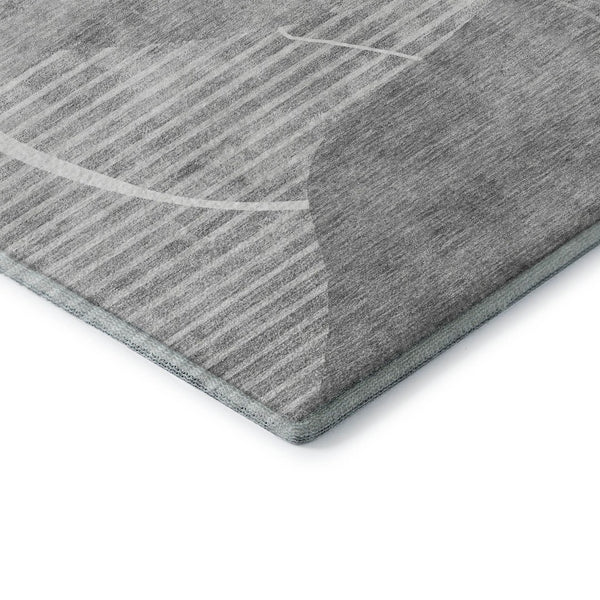 HomeRoots 9' X 12' Gray and Silver Abstract Geometric Rug - Washable, Durable, UV-Protected for Modern Homes 665956