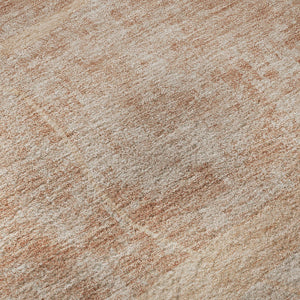 HomeRoots 8' Salmon and Ivory Abstract Geometric Washable Round Rug - Stylish, Durable, UV-Protected, Easy Care! 665960