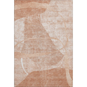 HomeRoots 10' X 14' Salmon and Ivory Geometric Area Rug - Stain-Resistant, UV Protected, Easy Care Elegance 665963