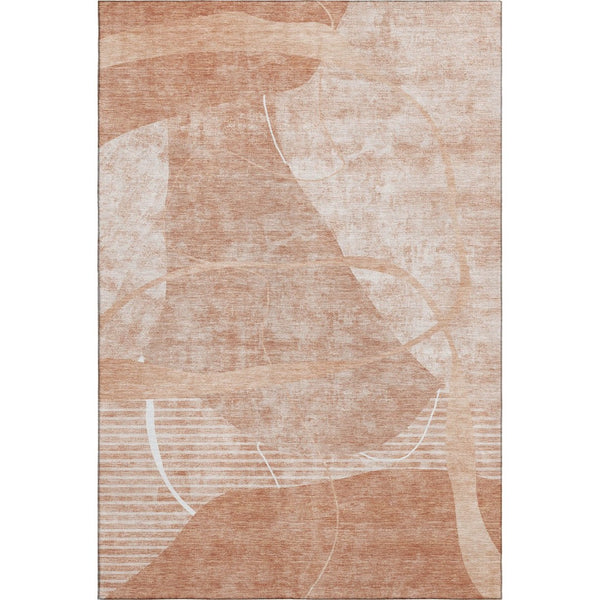 HomeRoots 10' X 14' Salmon and Ivory Geometric Area Rug - Stain-Resistant, UV Protected, Easy Care Elegance 665963