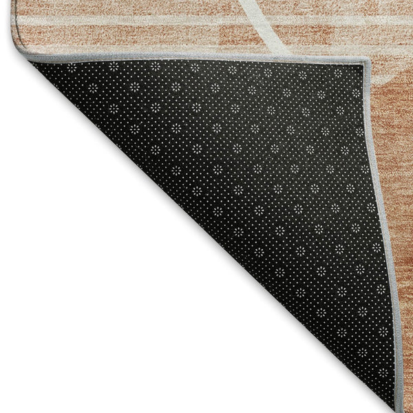 HomeRoots 10' X 14' Salmon and Ivory Geometric Area Rug - Stain-Resistant, UV Protected, Easy Care Elegance 665963