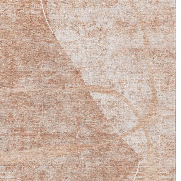 HomeRoots 10' X 14' Salmon and Ivory Geometric Area Rug - Stain-Resistant, UV Protected, Easy Care Elegance 665963