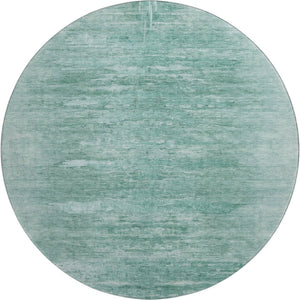 HomeRoots 8' Aqua and Teal Abstract Round Rug - Washable, UV-Protected, Stain-Resistant for High-Traffic Areas 665984