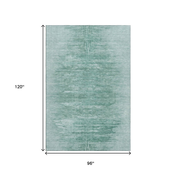 HomeRoots 8' X 10' Vibrant Aqua and Teal Abstract Area Rug - Durable, Washable, UV Resistant for Any Space 665985