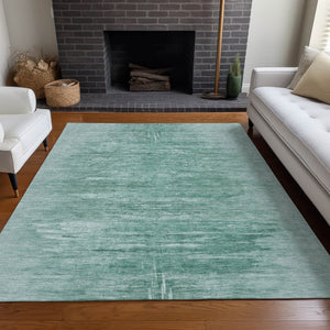 HomeRoots 8' X 10' Vibrant Aqua and Teal Abstract Area Rug - Durable, Washable, UV Resistant for Any Space 665985