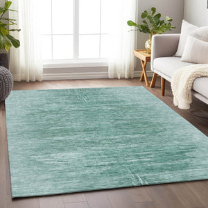 HomeRoots 8' X 10' Vibrant Aqua and Teal Abstract Area Rug - Durable, Washable, UV Resistant for Any Space 665985