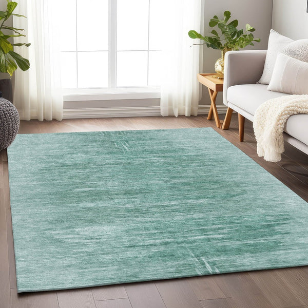 HomeRoots 8' X 10' Vibrant Aqua and Teal Abstract Area Rug - Durable, Washable, UV Resistant for Any Space 665985