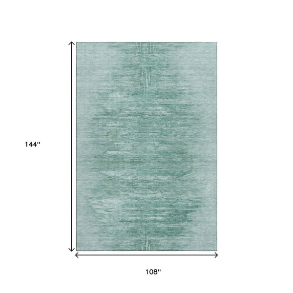 HomeRoots 9' X 12' Aqua & Teal Abstract Area Rug - Durable, Washable, Stain-Resistant, UV-Protected Design 665986