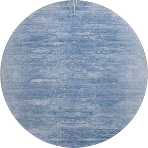 HomeRoots 8' Blue and Ivory Abstract Round Rug - Stylish, Washable, UV-Protected for Modern Living Spaces 665990