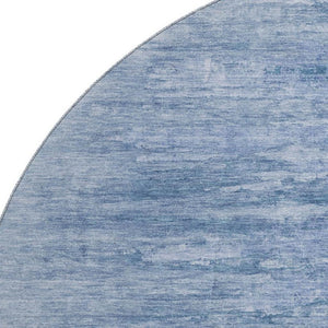 HomeRoots 8' Blue and Ivory Abstract Round Rug - Stylish, Washable, UV-Protected for Modern Living Spaces 665990
