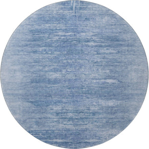 HomeRoots 8' Blue and Ivory Abstract Round Rug - Stylish, Washable, UV-Protected for Modern Living Spaces 665990