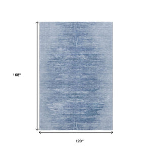 HomeRoots 10' X 14' Stylish Blue & Ivory Abstract Washable Area Rug with UV Protection for Modern Homes 665993
