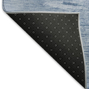 HomeRoots 10' X 14' Stylish Blue & Ivory Abstract Washable Area Rug with UV Protection for Modern Homes 665993