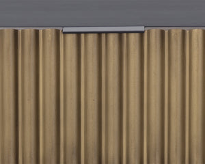 Sunpan Carlin Nightstand - Bold Mango Wood Design with Sculpted Drawers and Modern Aluminum Handles Black / Antique Brass