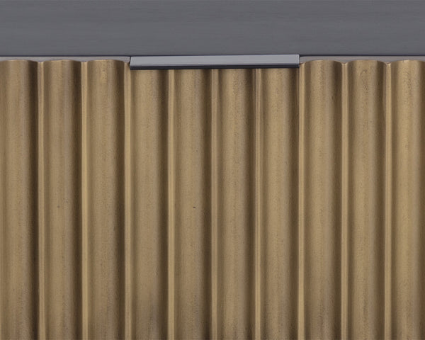 Sunpan Carlin Nightstand - Bold Mango Wood Design with Sculpted Drawers and Modern Aluminum Handles Black / Antique Brass