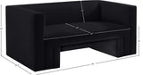 Henson Black Velvet Loveseat 665Black-L Meridian Furniture