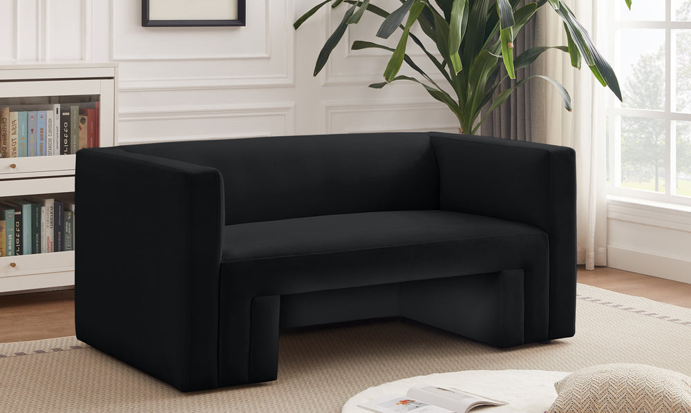 Henson Black Velvet Loveseat 665Black-L Meridian Furniture