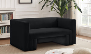 Henson Black Velvet Loveseat 665Black-L Meridian Furniture