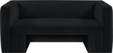 Henson Black Velvet Loveseat 665Black-L Meridian Furniture