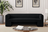 Henson Black Velvet Sofa 665Black-S Meridian Furniture