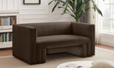 Henson Brown Velvet Loveseat 665Brown-L Meridian Furniture