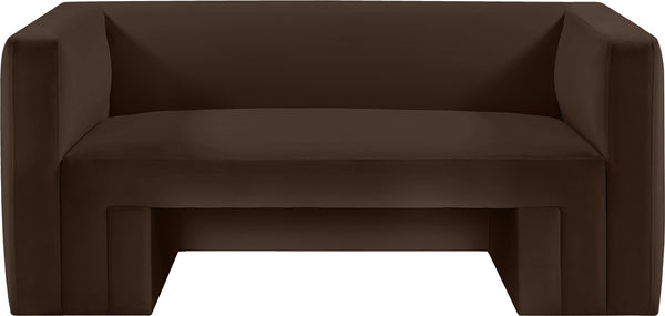 Henson Brown Velvet Loveseat 665Brown-L Meridian Furniture