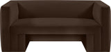 Henson Brown Velvet Loveseat 665Brown-L Meridian Furniture