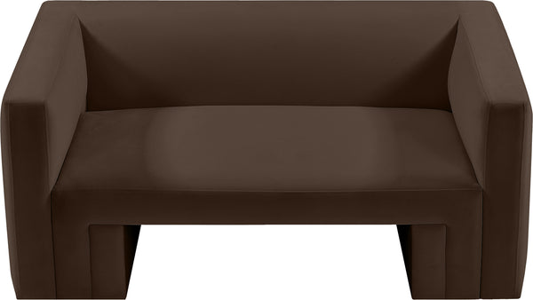 Henson Brown Velvet Loveseat 665Brown-L Meridian Furniture