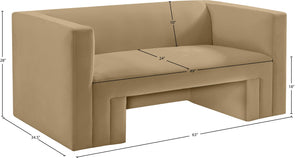 Henson Camel Velvet Loveseat 665Camel-L Meridian Furniture