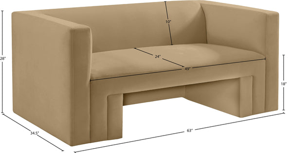 Henson Camel Velvet Loveseat 665Camel-L Meridian Furniture