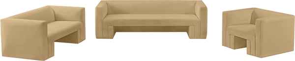 Henson Camel Velvet Sofa 665Camel-S Meridian Furniture