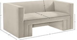 Henson Cream Velvet Loveseat 665Cream-L Meridian Furniture