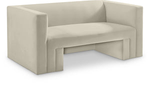 Henson Cream Velvet Loveseat 665Cream-L Meridian Furniture
