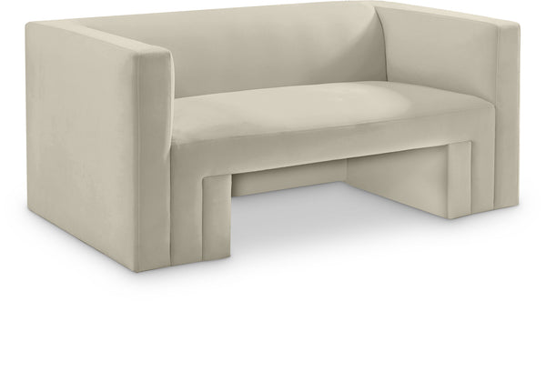 Henson Cream Velvet Loveseat 665Cream-L Meridian Furniture