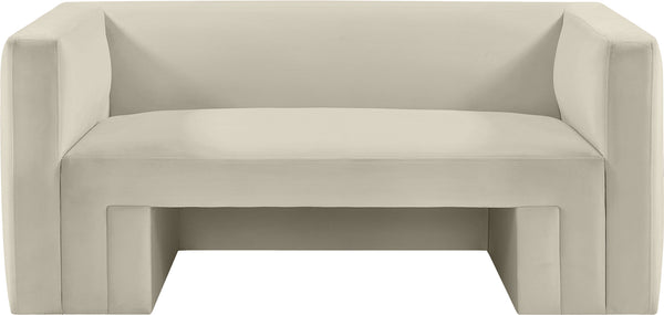 Henson Cream Velvet Loveseat 665Cream-L Meridian Furniture