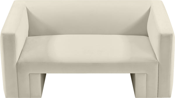 Henson Cream Velvet Loveseat 665Cream-L Meridian Furniture