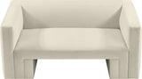 Henson Cream Velvet Loveseat 665Cream-L Meridian Furniture