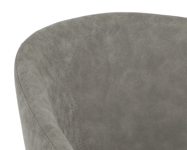Sunpan THATCHER DINING ARMCHAIR - Stylish Faux Leather & Steel Frame for Modern Industrial Elegance Grey 102743