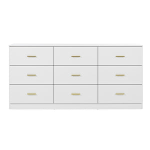 English Elm Modern Classic 3-Column 9-Drawer Dresser in White — Spacious, Waterproof, Sturdy Bedroom Chest W1785P324461