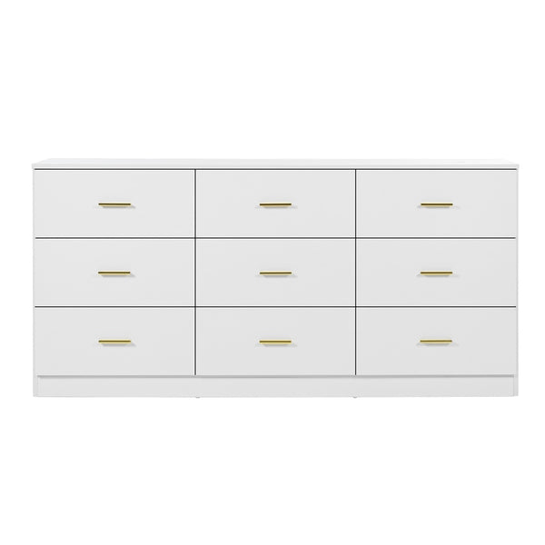 English Elm Modern Classic 3-Column 9-Drawer Dresser in White — Spacious, Waterproof, Sturdy Bedroom Chest W1785P324461