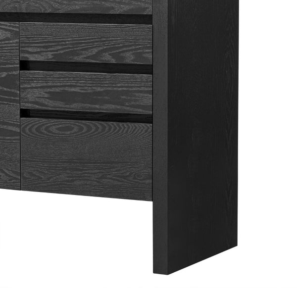 English Elm U_Style 60" Modern Sideboard With 3 Drawers & Open Shelf - Stylish Storage Solution For Home Decor N711P289141B-GIGA