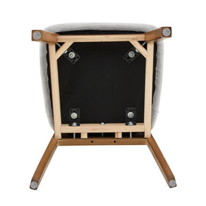 English Elm 2 Solid Walnut Toned Wood Dining Chairs Gray Fabric Seat Hollowed Backrest Modern W1151P455535