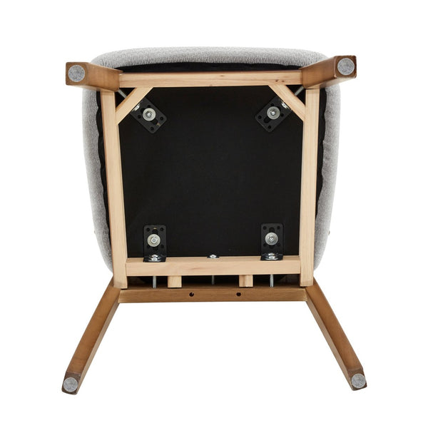 English Elm 2 Solid Walnut Toned Wood Dining Chairs Gray Fabric Seat Hollowed Backrest Modern W1151P455535